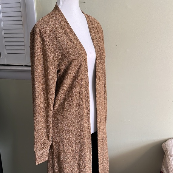 South Beach longline gold side slits open front Metallic Duster Cardigan Sweater - Picture 10 of 15